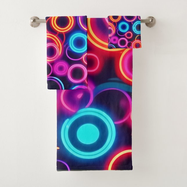 Conjunto De Toalhas Círculos Neon: Um Banquete Visual Vibrante (Insitu)