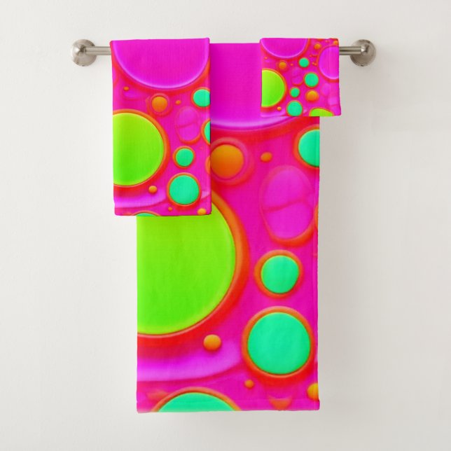 Conjunto De Toalhas Círculos Rosa e Verde (Insitu)