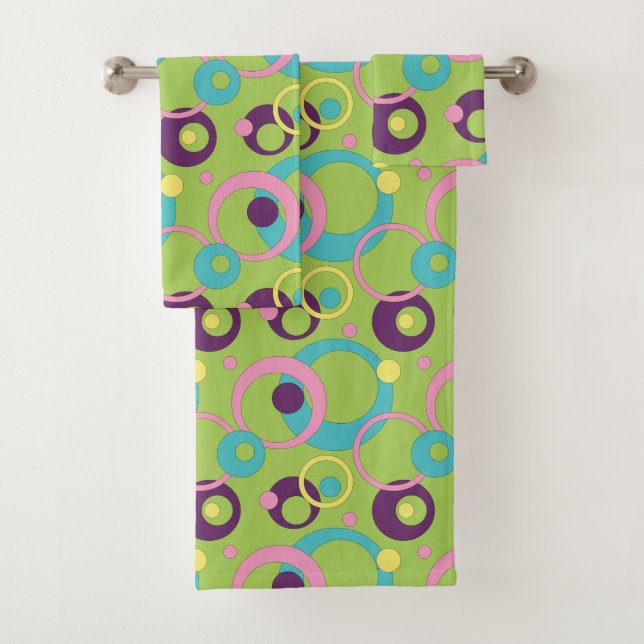 Conjunto de Toalhas Círculos Verdes Funky (Insitu)