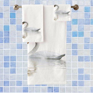 Conjunto De Toalhas Cisnes brancas apaixonadas pelo nome da família