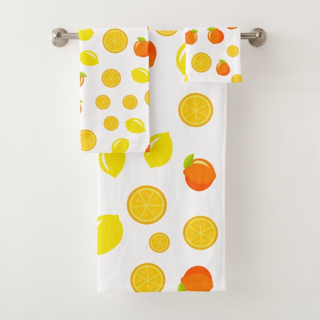 Conjunto De Toalhas Citrus alegres: Limões e Laranjas (Insitu)