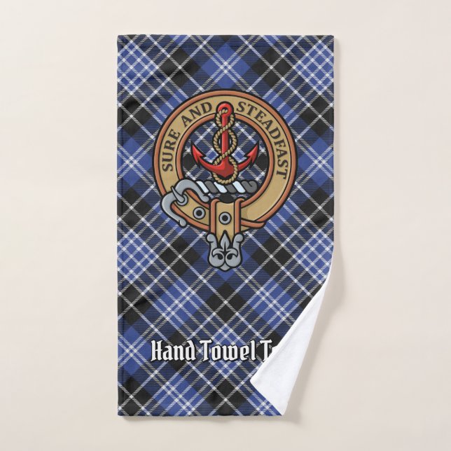 Conjunto De Toalhas Clan Clark Crest sobre Tartan (Toalha de mão)