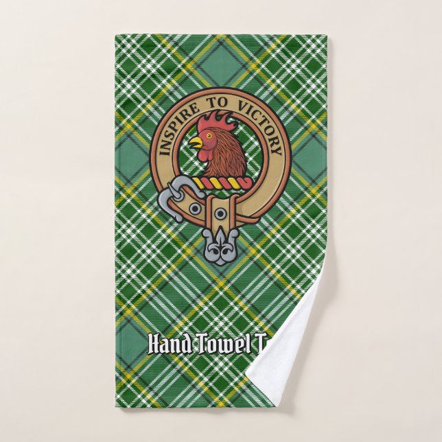 Conjunto De Toalhas Clan Currie Rooster Crest sobre Tartan (Toalha de mão)