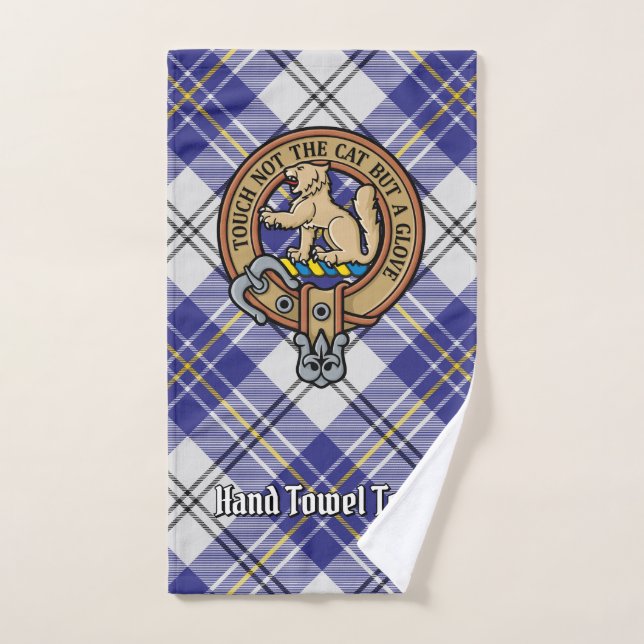 Conjunto De Toalhas Clan MacPherson Crest sobre Blue Dress Tartan (Toalha de mão)