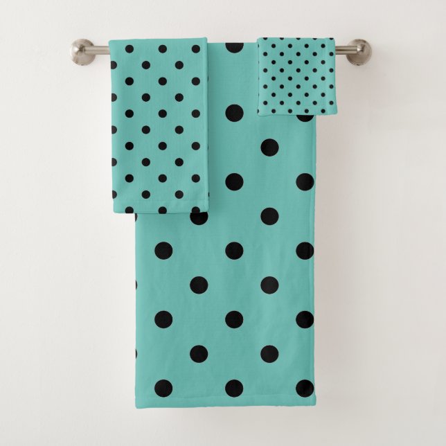 CONJUNTO DE TOALHAS CLASSIC BLACK AQUA SPOT BATHROOM TOWEL SET (Insitu)