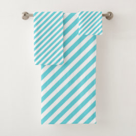 Conjunto De Toalhas Classic blue and white diagonal stripes