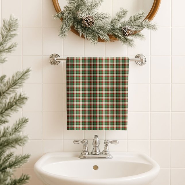 Conjunto De Toalhas Classic Gift Towel Red Green Plaid for Christmas (Classic Gift Towel Red Green Plaid for Christmas)