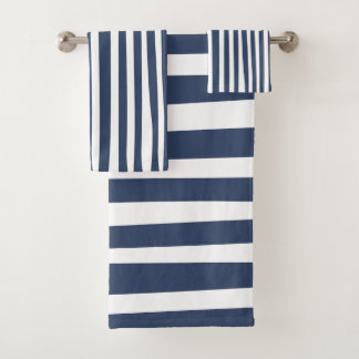 Conjunto De Toalhas Classic Navy Blue Stripes | Timeless Nautical 