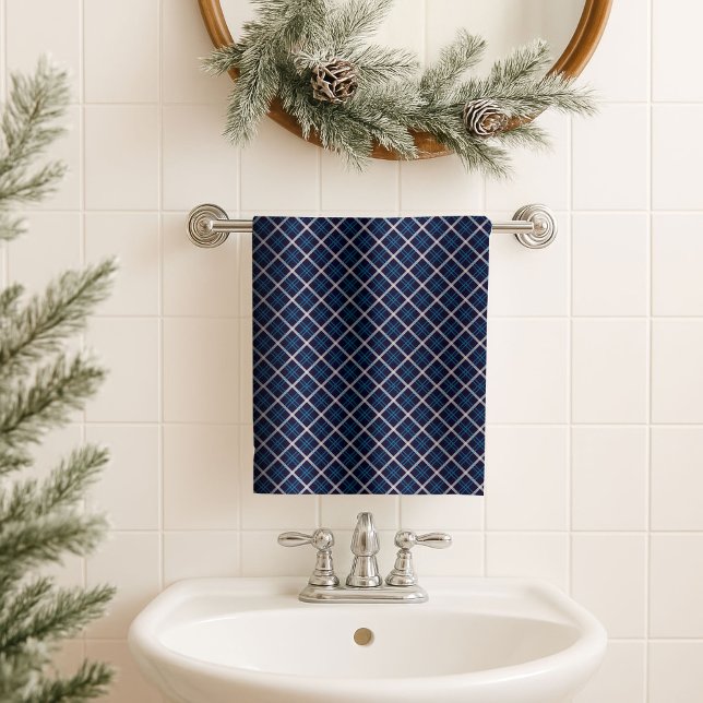 Conjunto De Toalhas Classic Plaid Towel Masculine Navy Blue Bath Look (Classic Plaid Towel Masculine Navy Blue Bath Look)