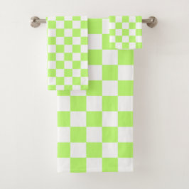 Conjunto De Toalhas Classic visual lime checkerboard 