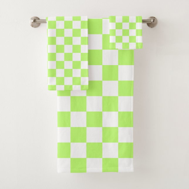 Conjunto De Toalhas Classic visual lime checkerboard  (Insitu)
