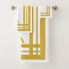 Conjunto De Toalhas Clássico Minimalista Personalizado Dourado Hotel