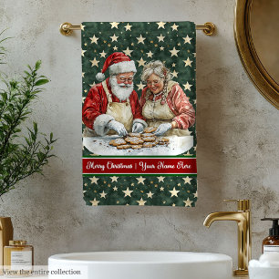 Conjunto De Toalhas Clássico Sr. e Sra. Claus Cozinhar Bath Towels