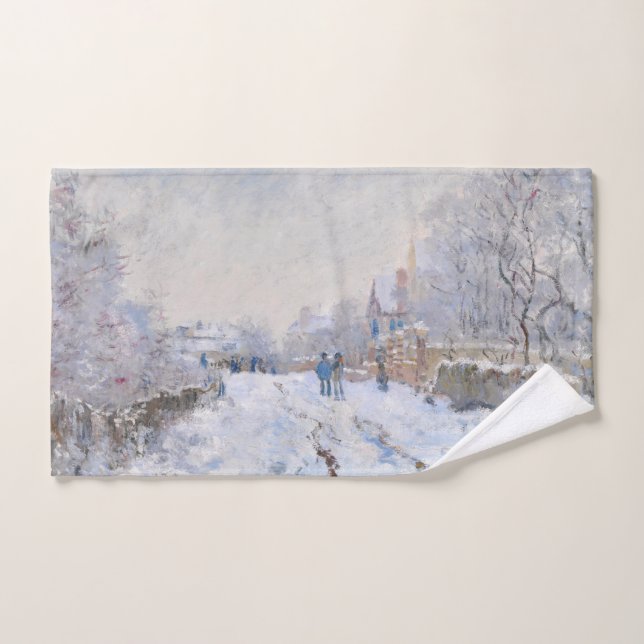 Conjunto De Toalhas Claude Monet - Cena de neve em Argenteuil (Toalha de mão)