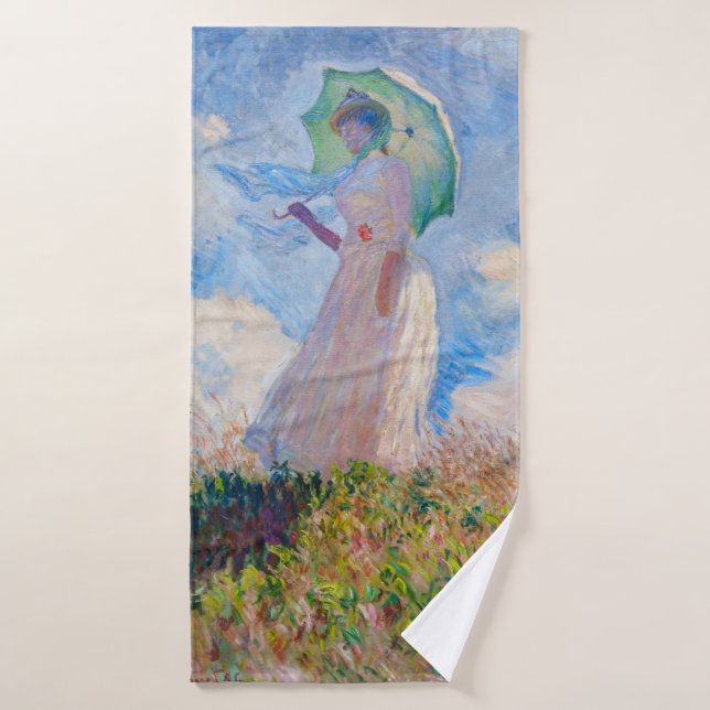 Conjunto De Toalhas Claude Monet - Mulher com Parasol virada para a es (Toalha de Banho)