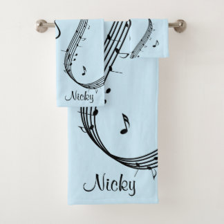 Conjunto De Toalhas Climactic G Clef Music Blue