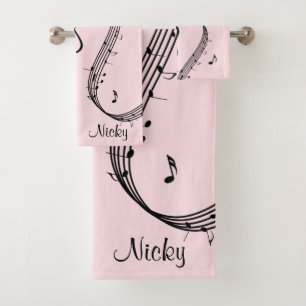 Conjunto De Toalhas Climactic G Clef Music Pink
