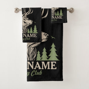 Conjunto De Toalhas Clube Personalizado de Caça a Deer Elk Antler