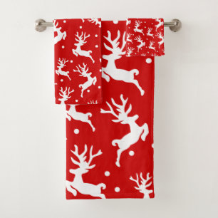 Conjunto De Toalhas Cobertor Vermelho de Rena de Natal Alegre