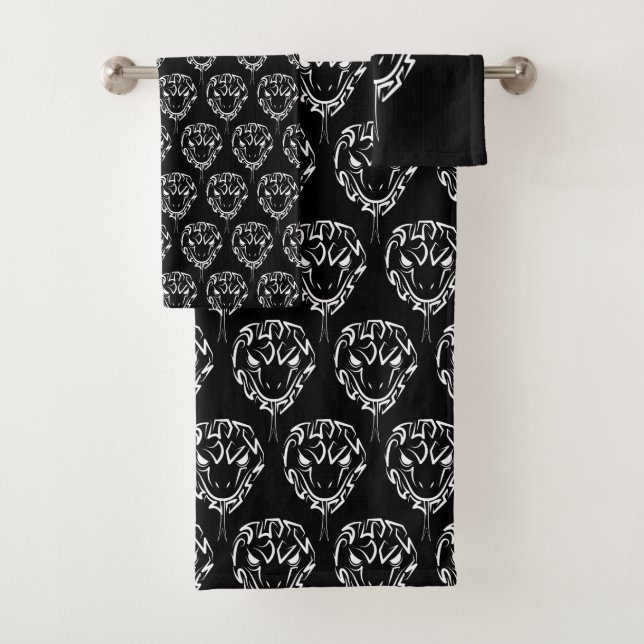 Conjunto De Toalhas Cobra de Tribal Negro e Branco (Insitu)