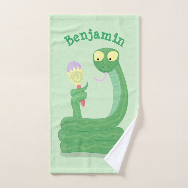 Conjunto De Toalhas Cobra verde engraçado com desenhos de maraca (Toalha de mão)