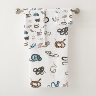 Conjunto De Toalhas Cobras Coloridos Padrão Animal Réptil