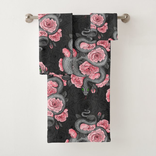 Conjunto De Toalhas Cobras e rosas de pêssego (Insitu)