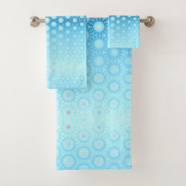 Conjunto De Toalhas Cobrir bonito de Ducha Geométrica Azul-Ombre e Pês