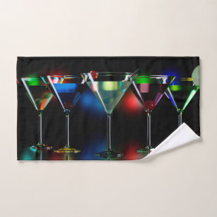 Conjunto De Toalhas Cocktails diferentes em óculos de martini com luze