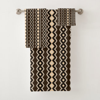 Conjunto De Toalhas Cocoa Heritage Africano Marrom e Tribal Marfim