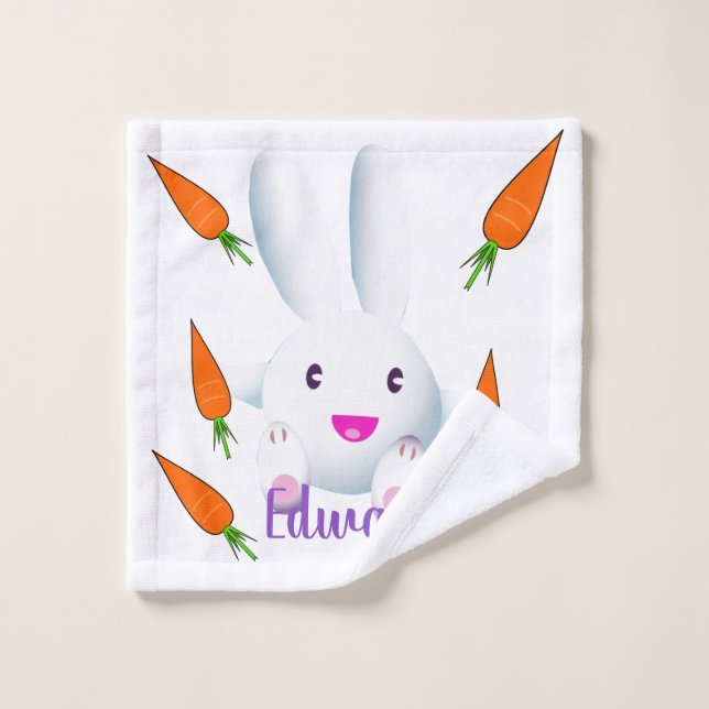Conjunto De Toalhas Coelhinho Branco e Cenouras (Pano de lavar)