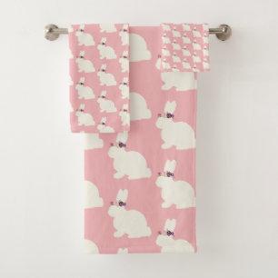 Conjunto De Toalhas Coelhinho De Páscoa Rosa Por Todo O Apron
