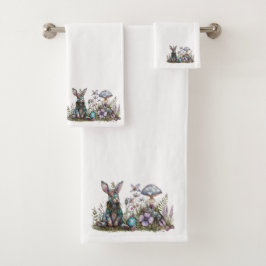 Conjunto De Toalhas Coelho Místico com Cogumelos