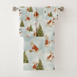 Conjunto De Toalhas Coelho Natal Peter Vintage