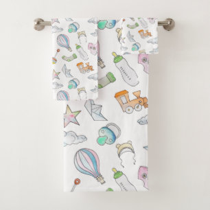 Conjunto De Toalhas Coisas De Bebê Divertidas