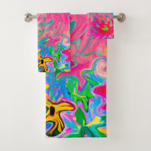 Conjunto De Toalhas Colagem Abstrato de Jardim de Flores Colorido
