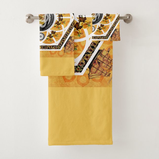 Conjunto De Toalhas Colagem da safra Retro com rendas e flores (Insitu)