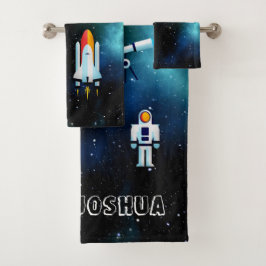 Conjunto De Toalhas Colagem de Astronautas Divertidos Personalizada
