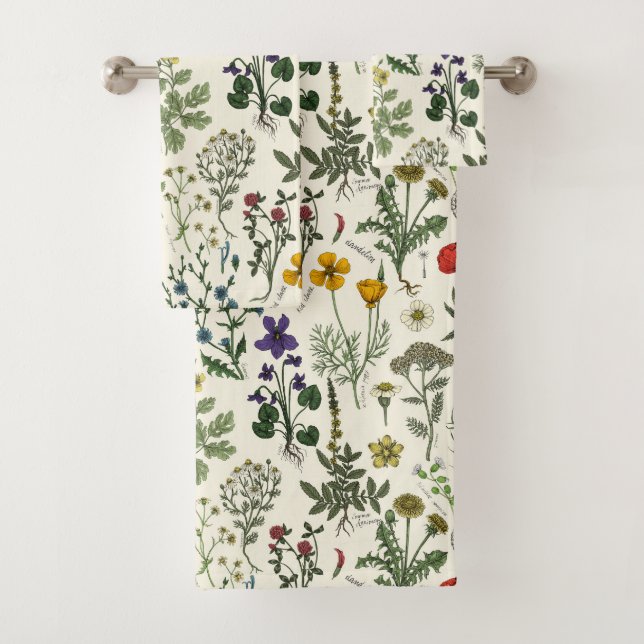 Conjunto De Toalhas Colagem de flores silvestres (Insitu)