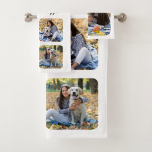 Conjunto De Toalhas Colagem de Fotos do Lover do Pet Dog Personalizado