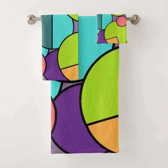 Conjunto De Toalhas Colagem do Círculo Moderno do Século médio (Insitu)