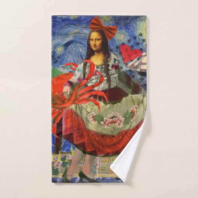 Conjunto De Toalhas Colagem Estrela Noturna da Mona Lisa: Surrealismo  (Toalha de mão)