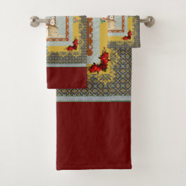 Conjunto De Toalhas Colagem Vintage Retro com rendas e flores