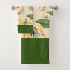 Conjunto De Toalhas Colagem Vintage Retro com rendas e flores