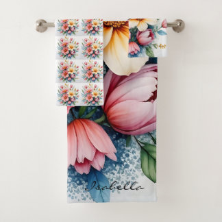 Conjunto De Toalhas Coleção de Luxo Flores Silvestres Bonitas e Na Mod