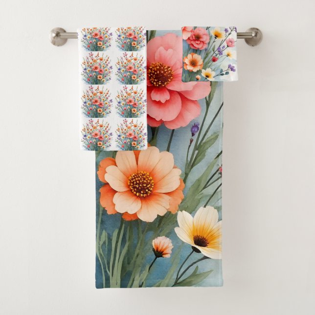 Conjunto De Toalhas Coleção de Luxo Flores Silvestres Lindas e Tendênc (Insitu)