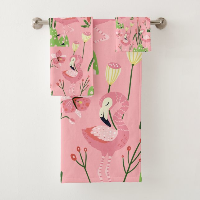 Conjunto De Toalhas Coleção de Verão Flamingo Um Design 4 (Insitu)