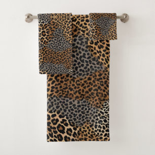 Conjunto De Toalhas Coleção Elegante Branca de Leopardo Moderno de Lux