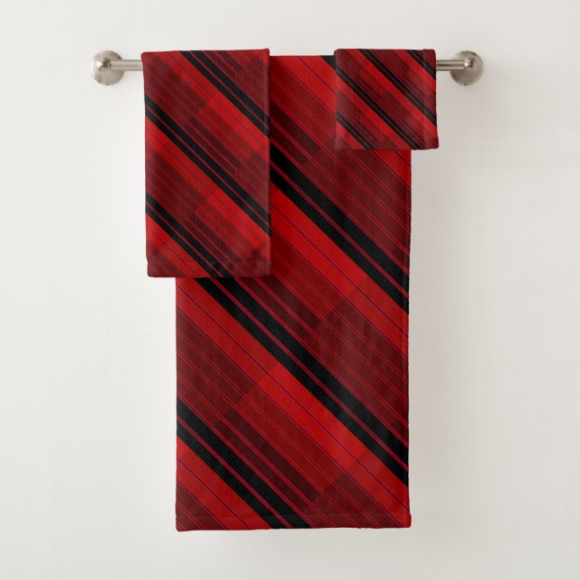 Conjunto De Toalhas Coleta de Patches Geométricas Vermelha e Preta (Insitu)
