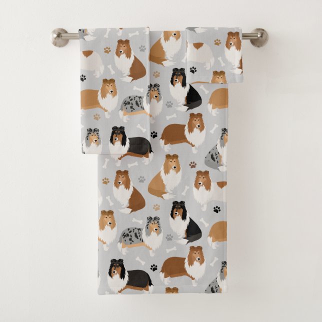 Conjunto De Toalhas Collie Paws e Ossos (Insitu)